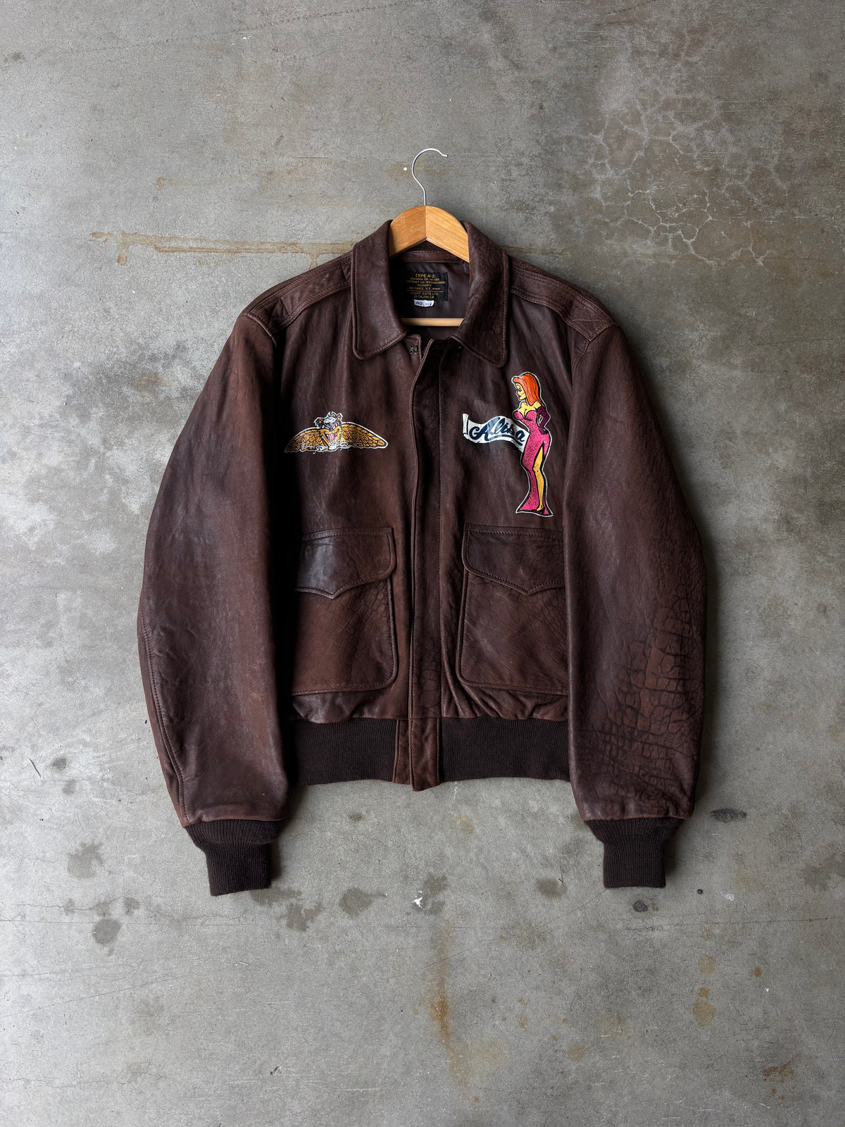 1990s Handpainted "Taz Airlines" A2 Leather Jacket