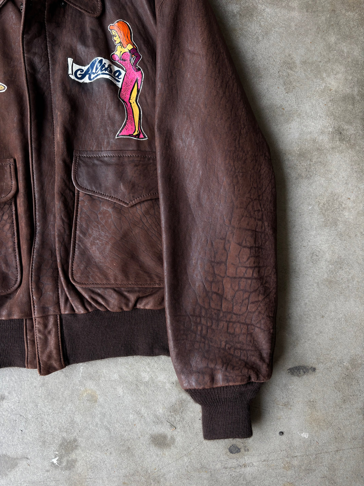 1990s Handpainted "Taz Airlines" A2 Leather Jacket