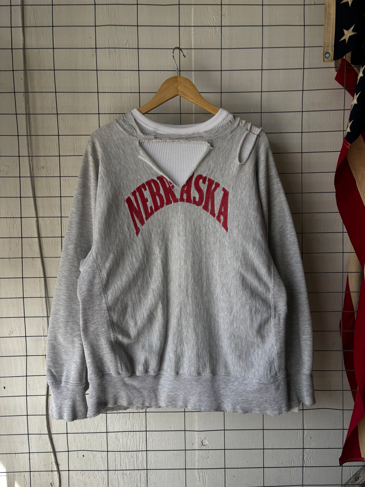 1980s Distressed Nebraska Champion Reverse Weave + Thermal