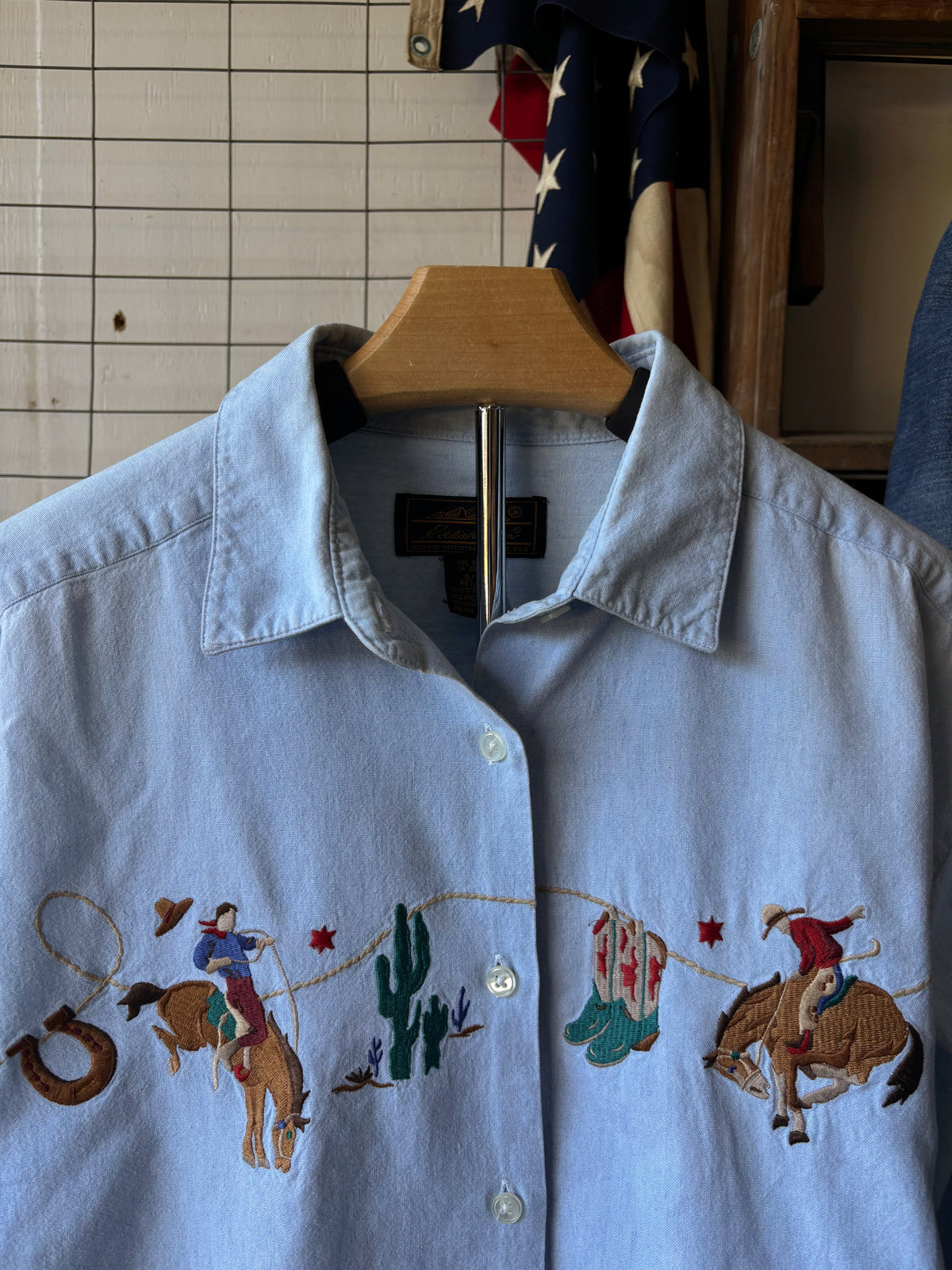 1990s Eddie Bauer Western Chambray Shirt