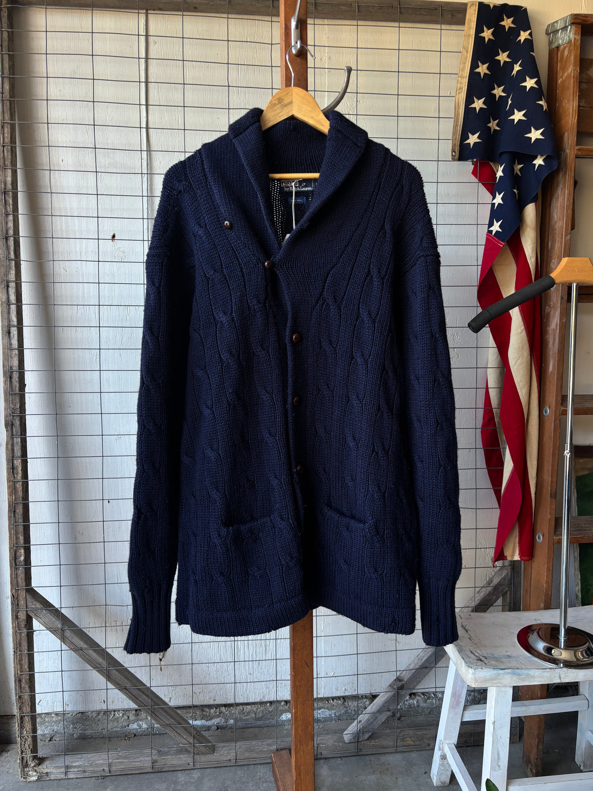1990s Polo Ralph Lauren Wool Shawl Collar Cardigan