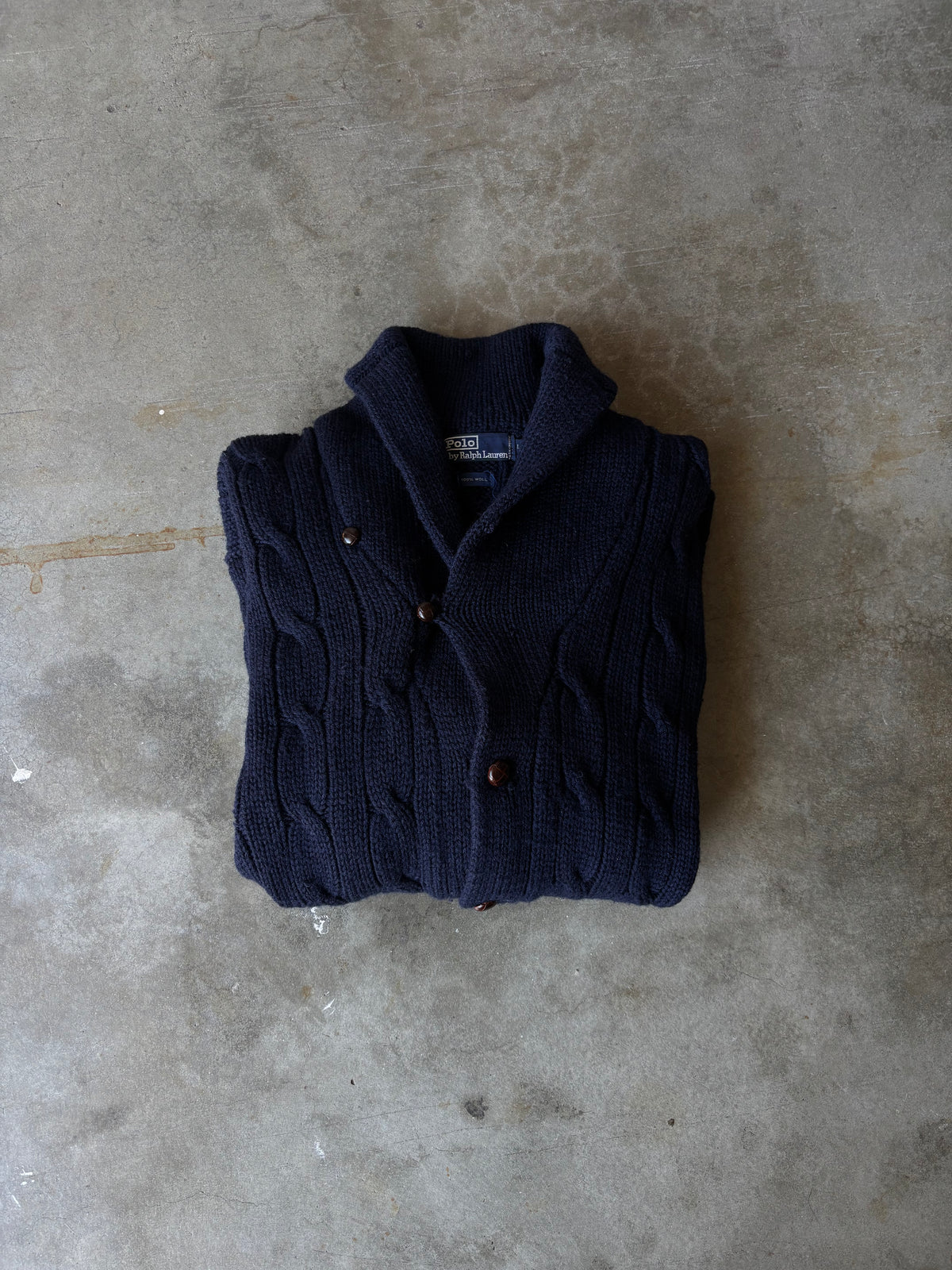 1990s Polo Ralph Lauren Wool Shawl Collar Cardigan