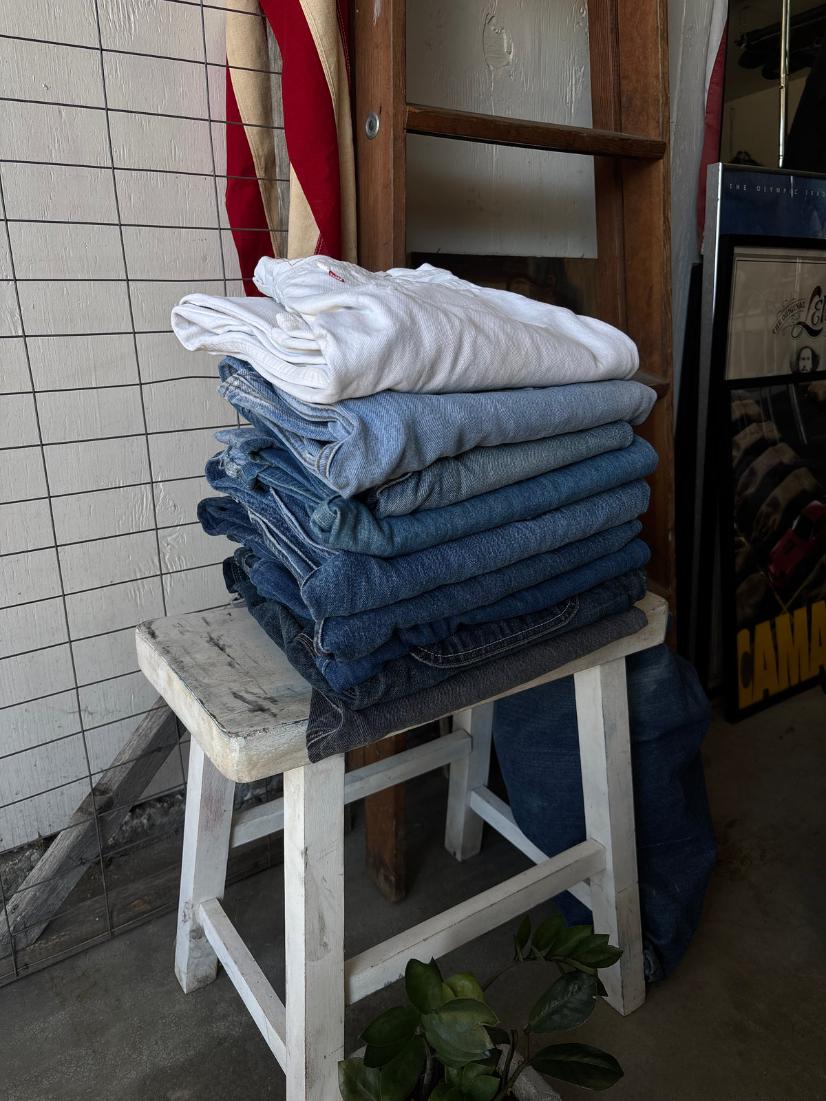 1980s-2000s Stack of Jeans