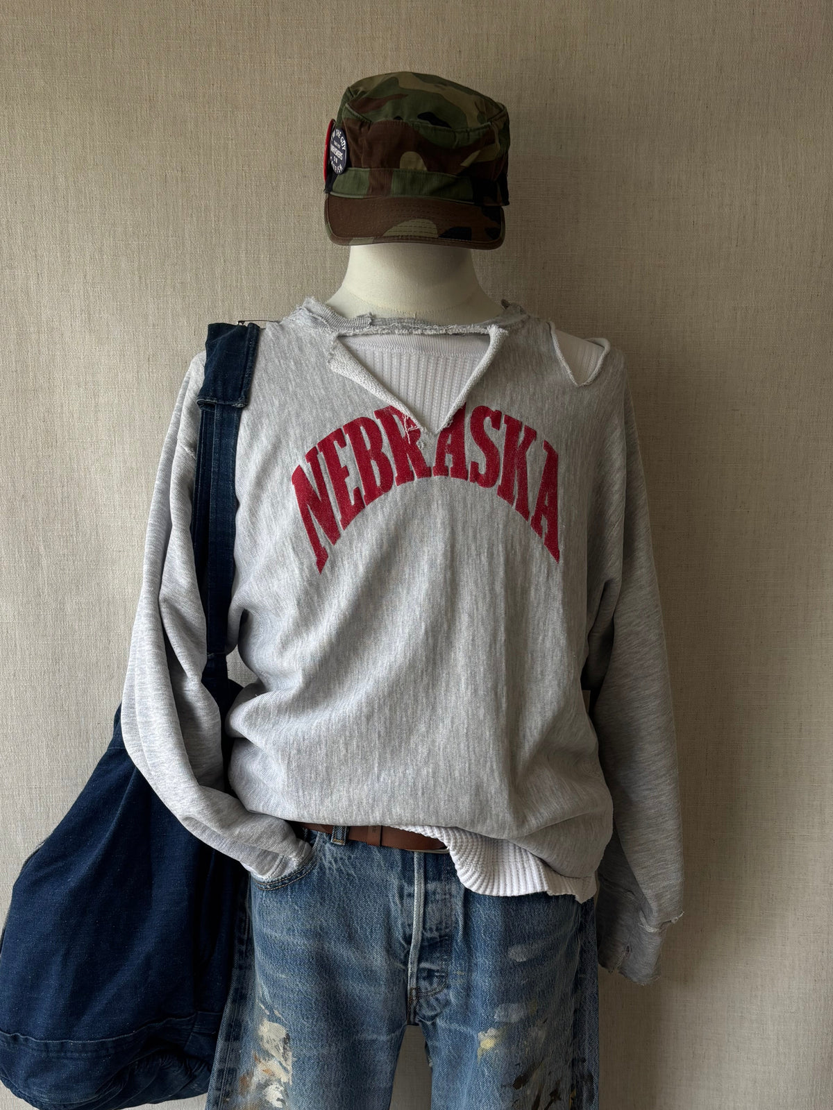 1980s Distressed Nebraska Champion Reverse Weave + Thermal